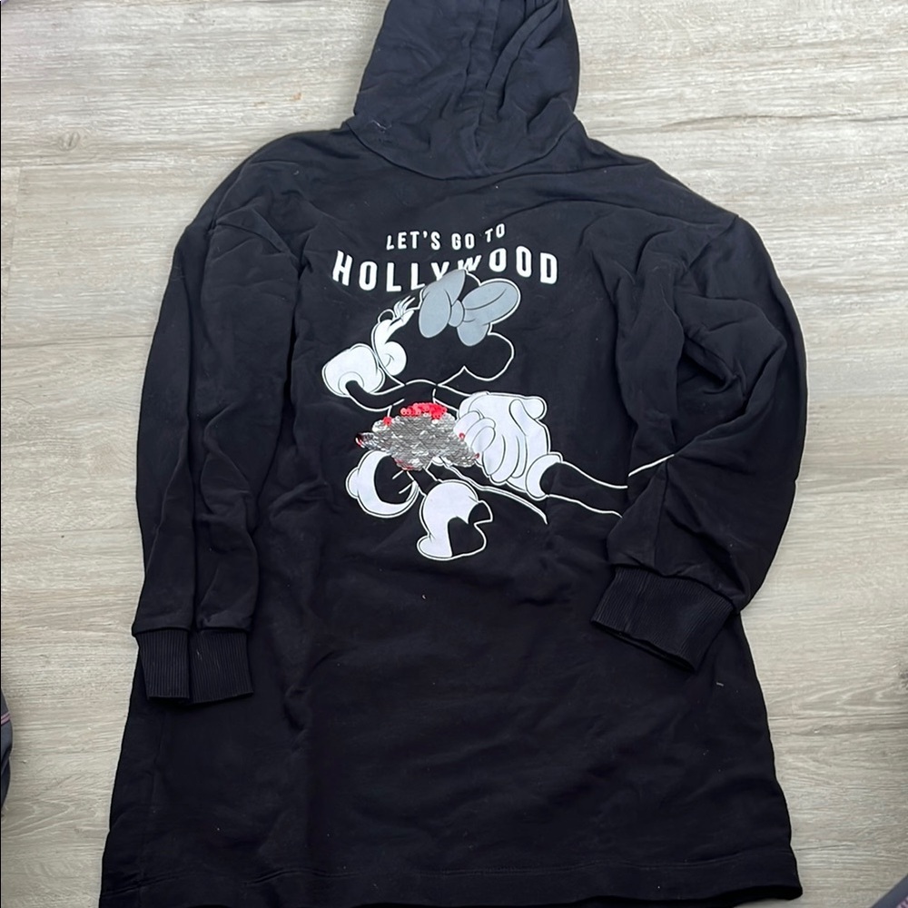 Disney Black Hoodie with Cartoon Graphic 11-12‎